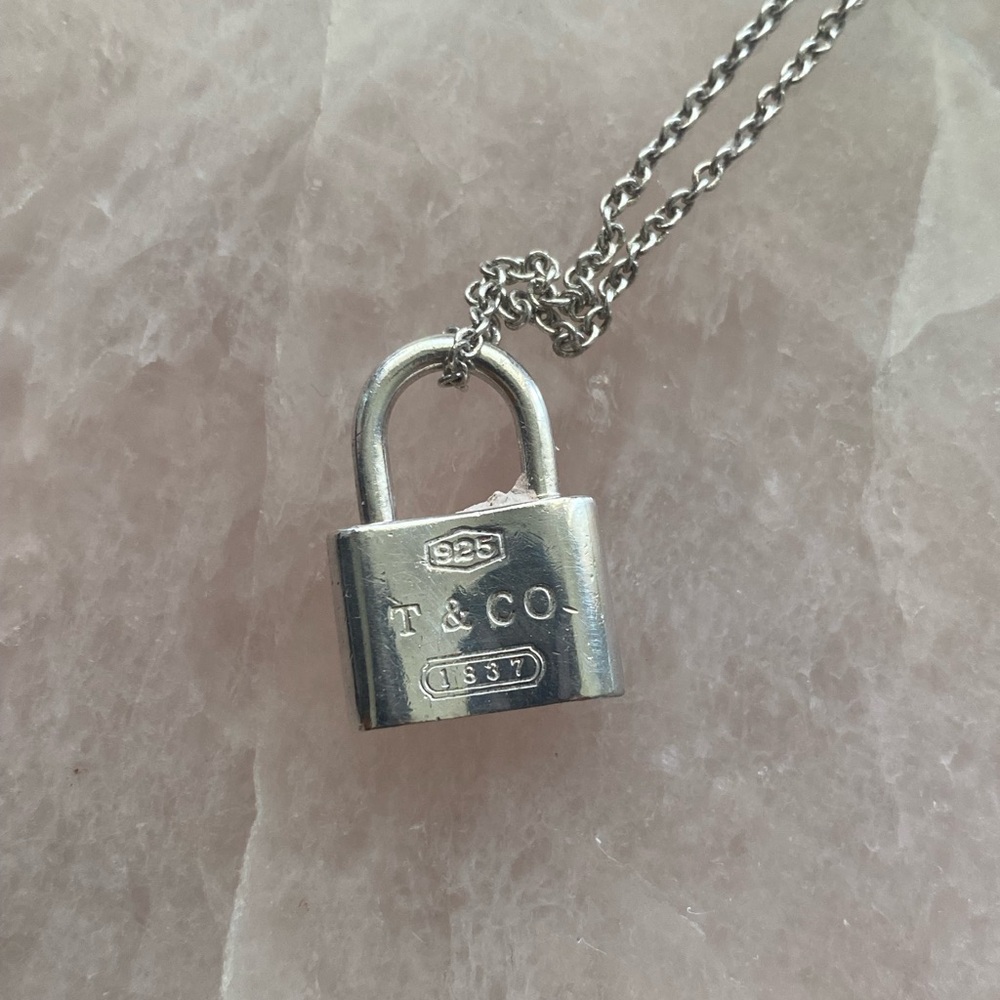 Tiffany & Co. Retired 1837 Padlock Lock Necklace 16" in Sterling Silver